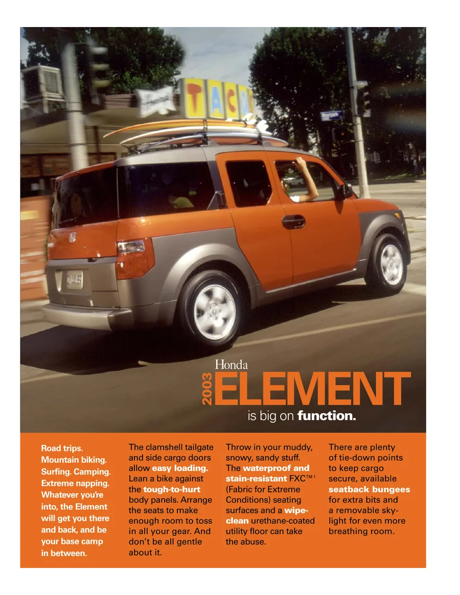 2003 Honda Element Fact Sheet, page 1