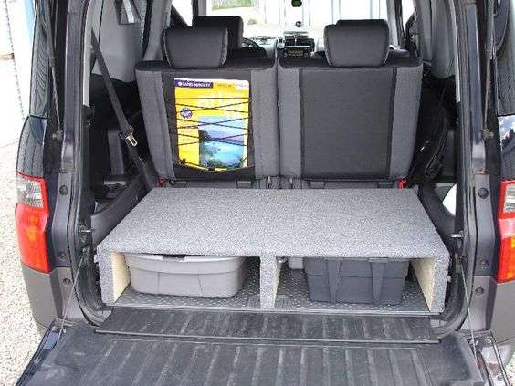 Black honda element extra storage rear compartment