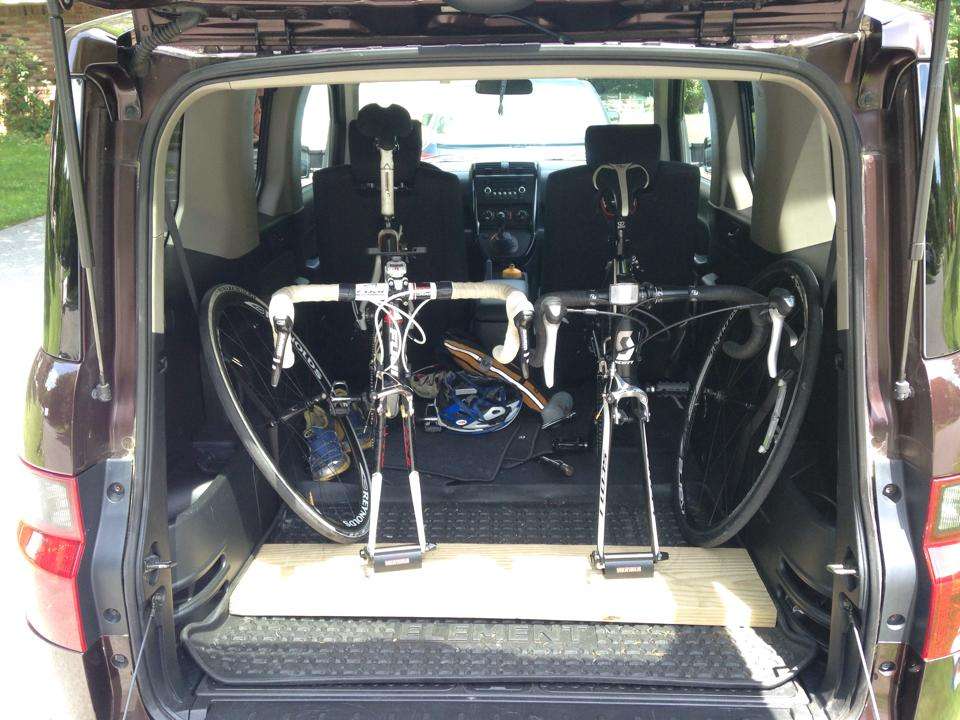 Honda Element Interior Dimensions Cargo Area Space two road bikes installed with shamano quick release