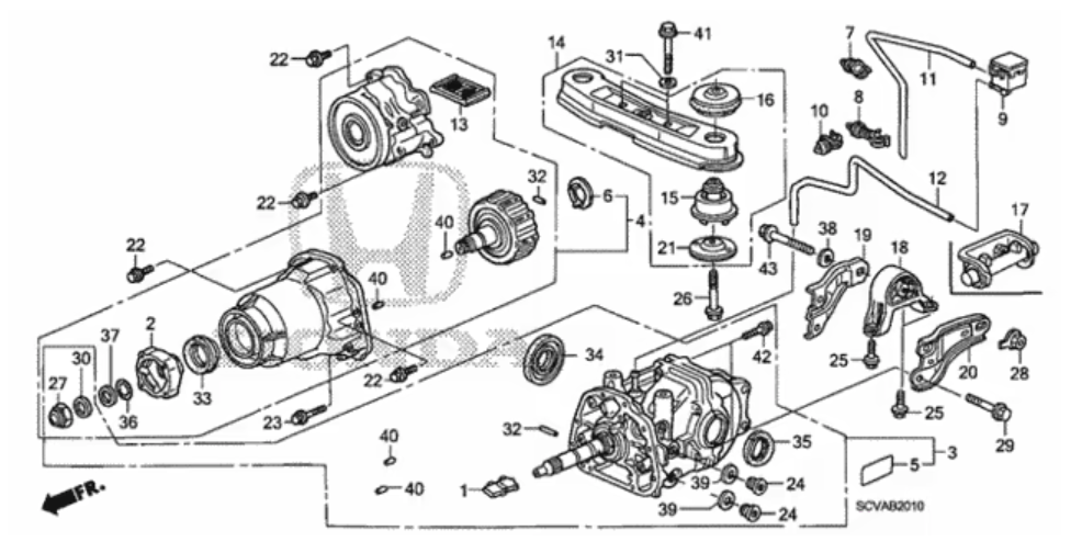 how does the honda element awd real time all wheel drive system work rear diffirential blowout parts