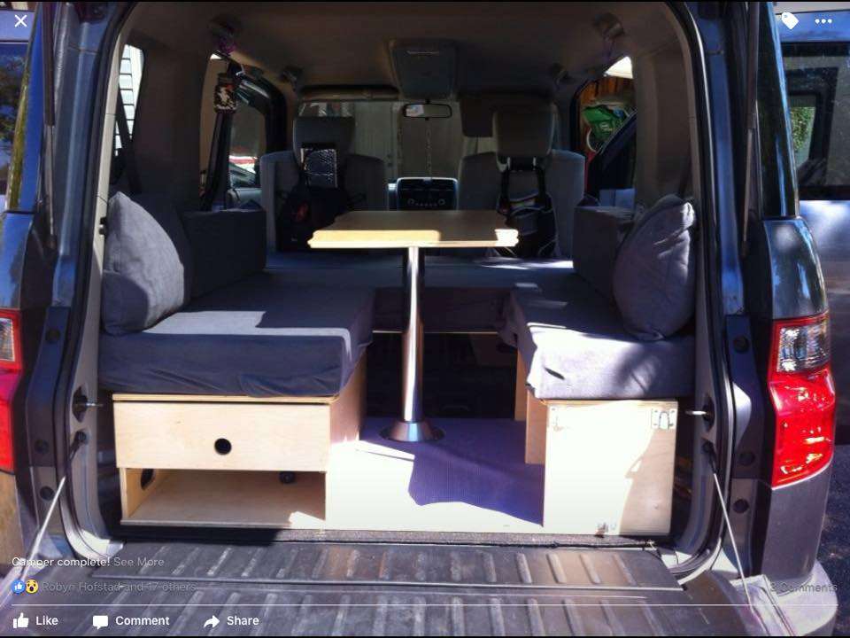 Honda Element Mobile Office Car Camping Table Couch Setup