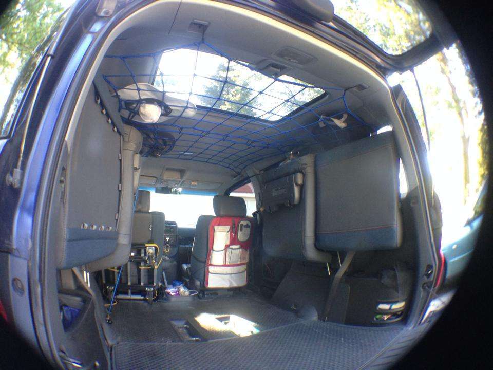 honda element rear creative double dual roof net extra storage wide angle rear seat storage netting overhead store stowaway