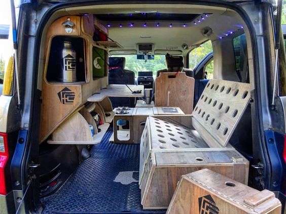 fifth element camping microcamper vanlife bus couch sleeper bed