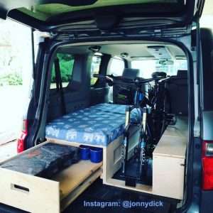Silver honda element single bed mountian bike weekend camper
