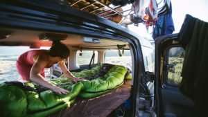 toaster element sleeping bag green black roof rack beachlife vanlife campervan microcamper