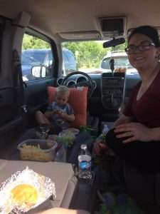 honda element converted baby playground lunch picnic car dining eating snack snacktime child comfortable changing table
