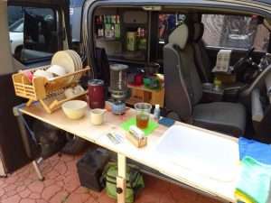 honda element fifth element camping kitchenette kitchen wash dishes camp