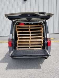 Honda Element Interior 8 eight shipping pallets fit inside the Cargo Area 2