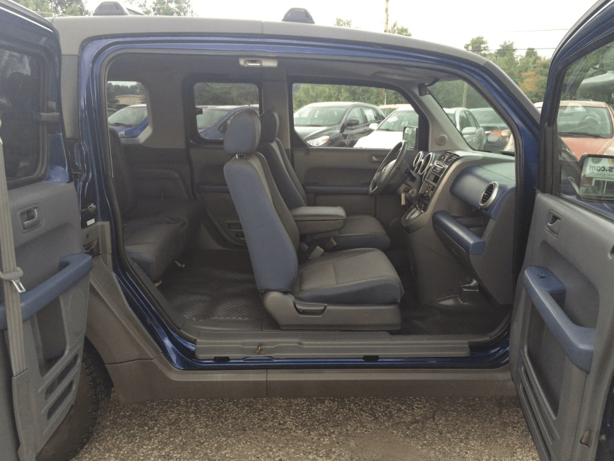 honda element interior configurations suicide door wide open