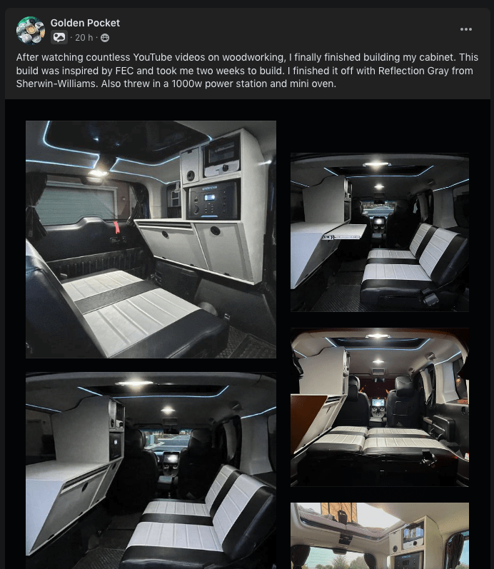 Epic Honda Element Camper Interior Build by Golden Pocket